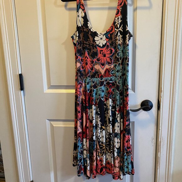 Saalam Colorful Vibrant Tank Midi Cotton Comfortable Dress Women's L - Picture 1 of 8